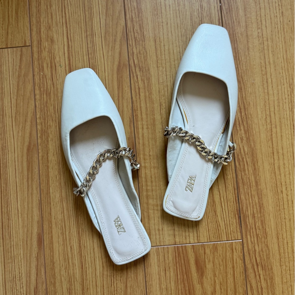 Zara Women's Cream Chain-strap Mules